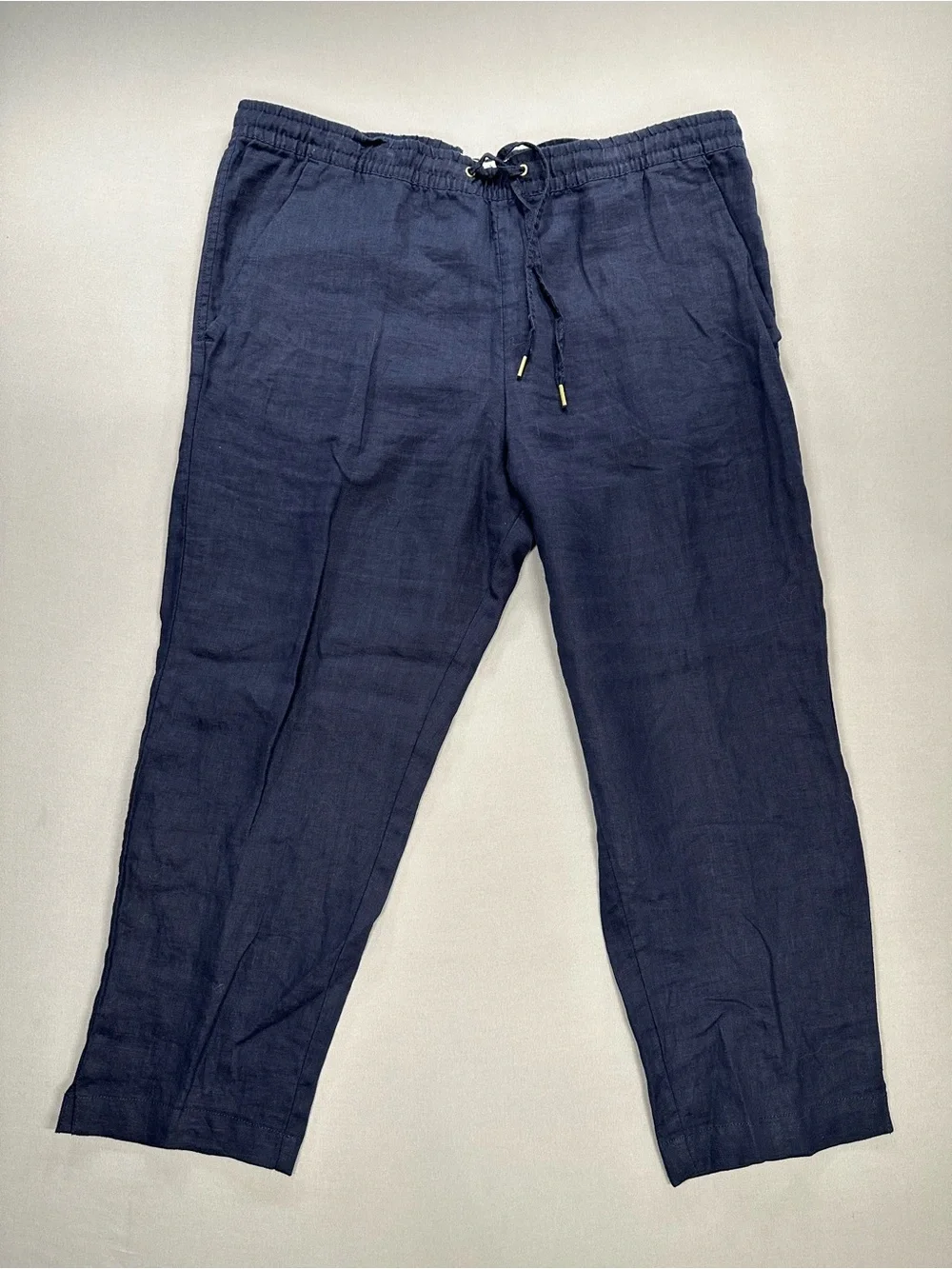 NWT H&M LOGG 100% Linen Drawstring Ankle Joggers / Pants - Womens 10
